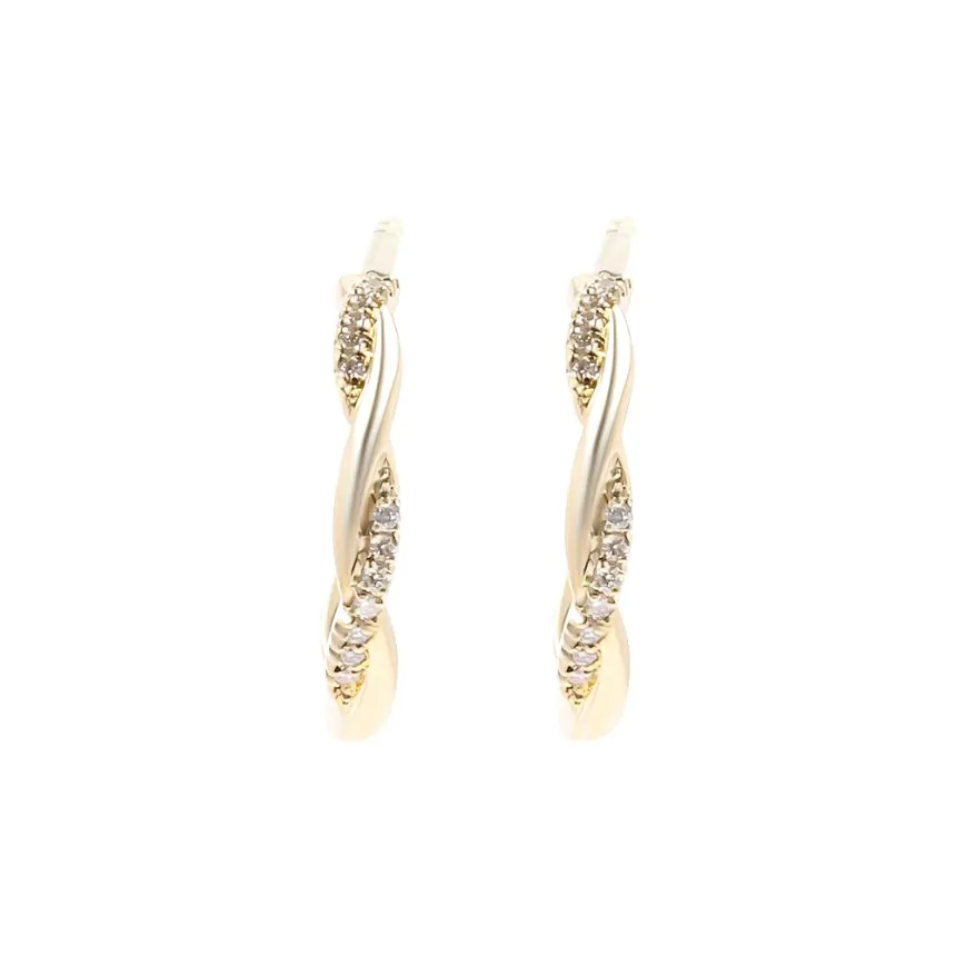 18ct Yellow Gold 0.10ct Diamond Entwined Hoop Earrings