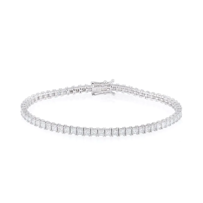 18ct White Gold Princess Cut Diamond Bracelet