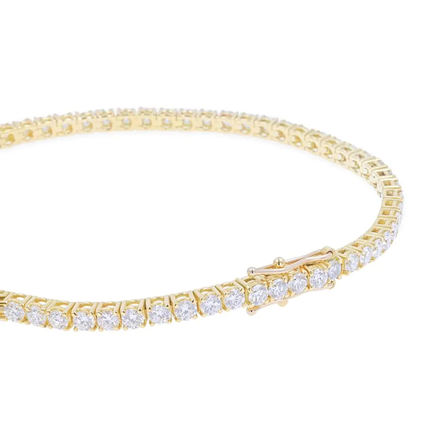 18ct Yellow Gold 4.10ct Diamond Set Line Bracelet
