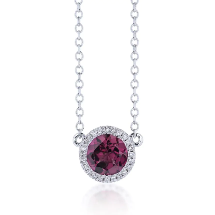 18ct white gold 1.00ct pink tourmaline and diamond necklace