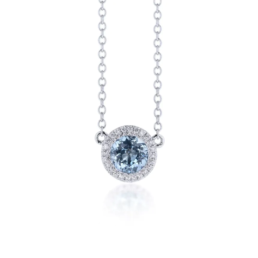 18ct white gold aquamarine and diamond necklace
