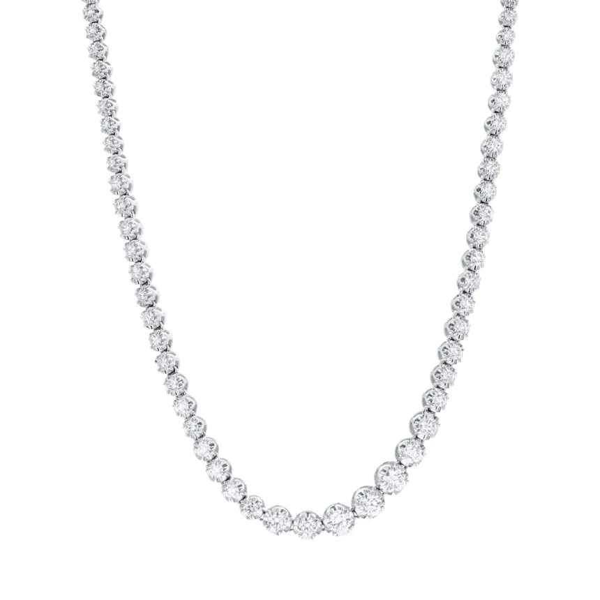 18ct White Gold 3.14ct Diamond Graduated Necklace