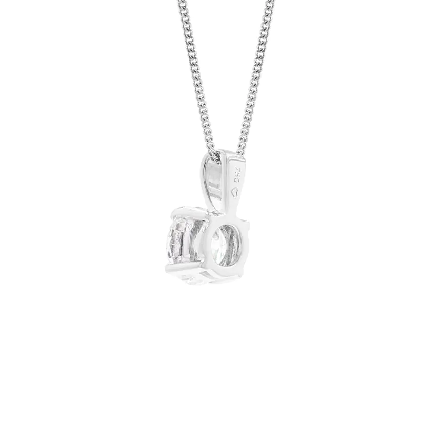 18ct White Gold 2.02ct Diamond Solitaire Pendant and Chain
