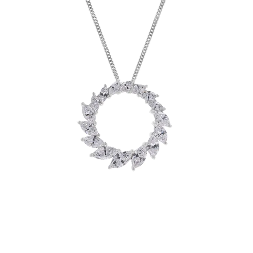 18ct White Gold 1.78ct Marquise Cut Diamond Pendant and Chain
