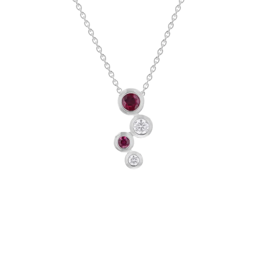 18ct White Gold 0.36ct Ruby and 0.39ct Diamond Bubble Pendant