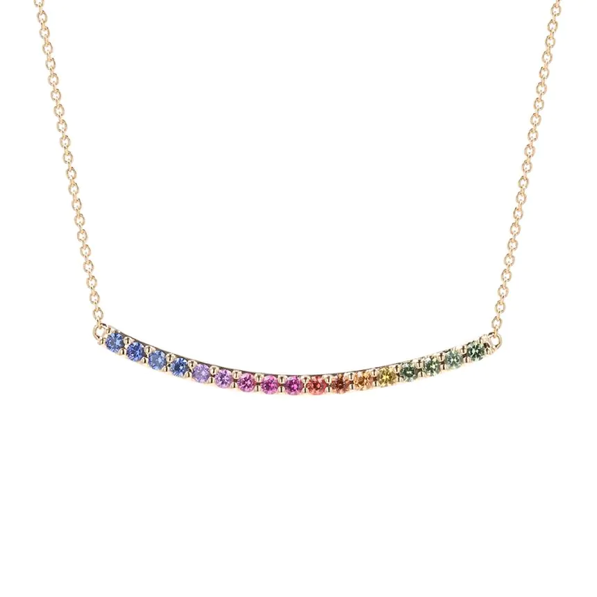 18ct Yellow Gold 0.30ct Rainbow Sapphire Necklace