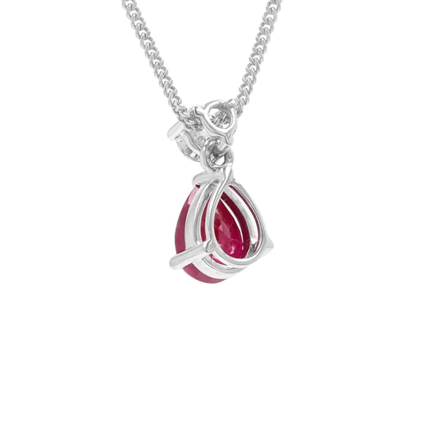 18ct White Gold 0.66ct Ruby and 0.14ct Diamond Pendant on Chain