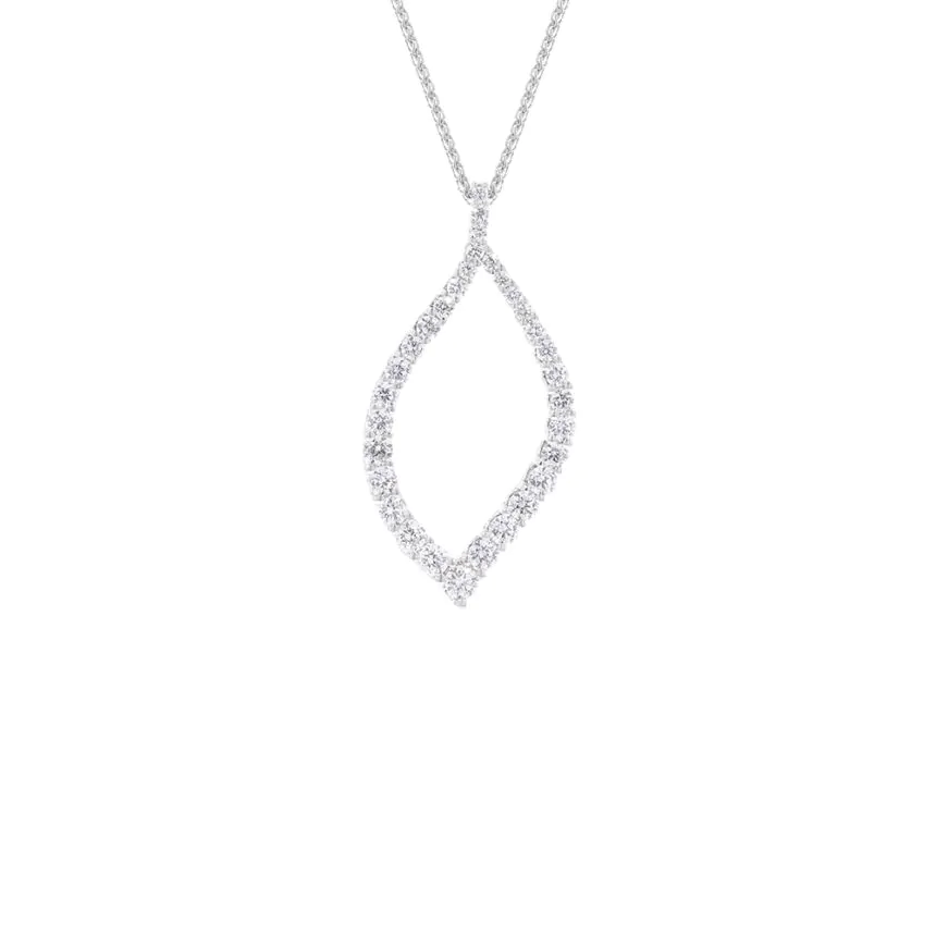18ct White Gold 1.03ct Diamond Leaf Shape Pendant and Chain