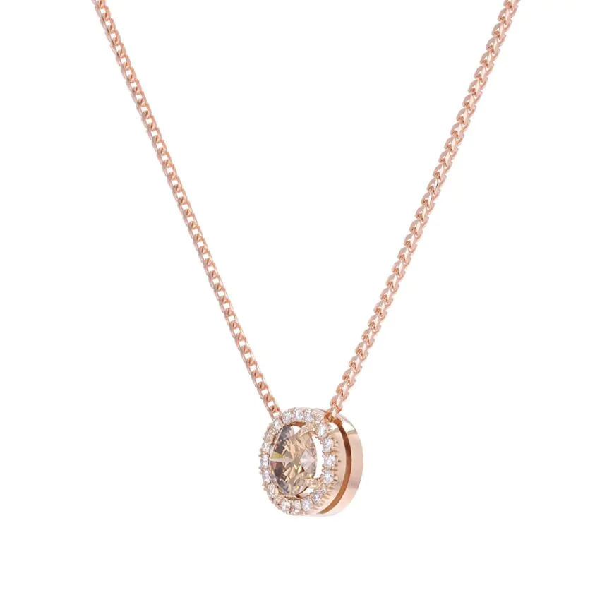 18ct Rose Gold 0.70ct Brown Diamond Pendant with Chain