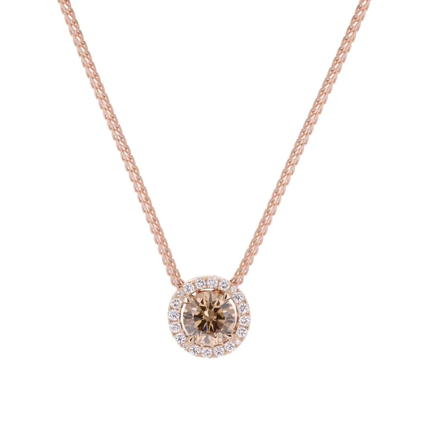 18ct Rose Gold 0.70ct Brown Diamond Pendant with Chain