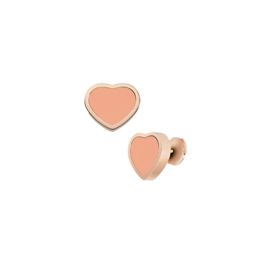 Chopard Happy Hearts 18ct Rose Gold & Pink Coral Stud Earrings 839482-5601