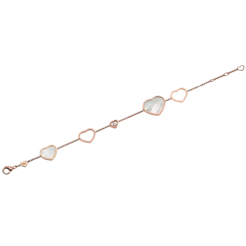 Chopard Happy Hearts 18ct Rose Gold, Mother of Pearl & Diamond Bracelet 857482-5031