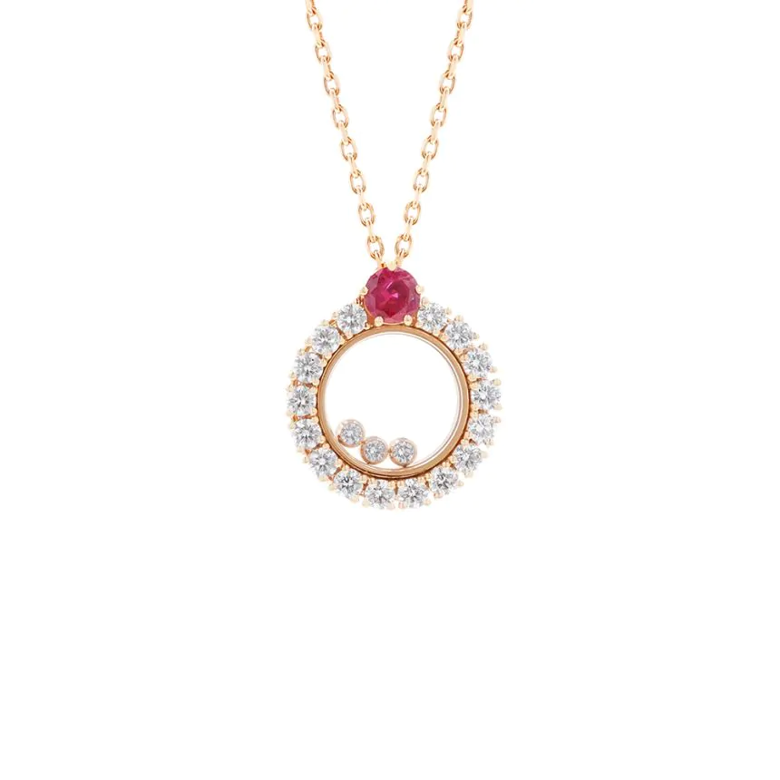 Chopard Happy Diamonds 18ct Rose Gold, Ruby & Diamond Pendant 799466-5891