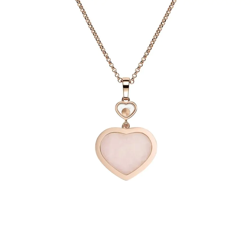 Chopard Happy Hearts 18ct Rose Gold, Pink Opal and Diamond Pendant 79A074-5620