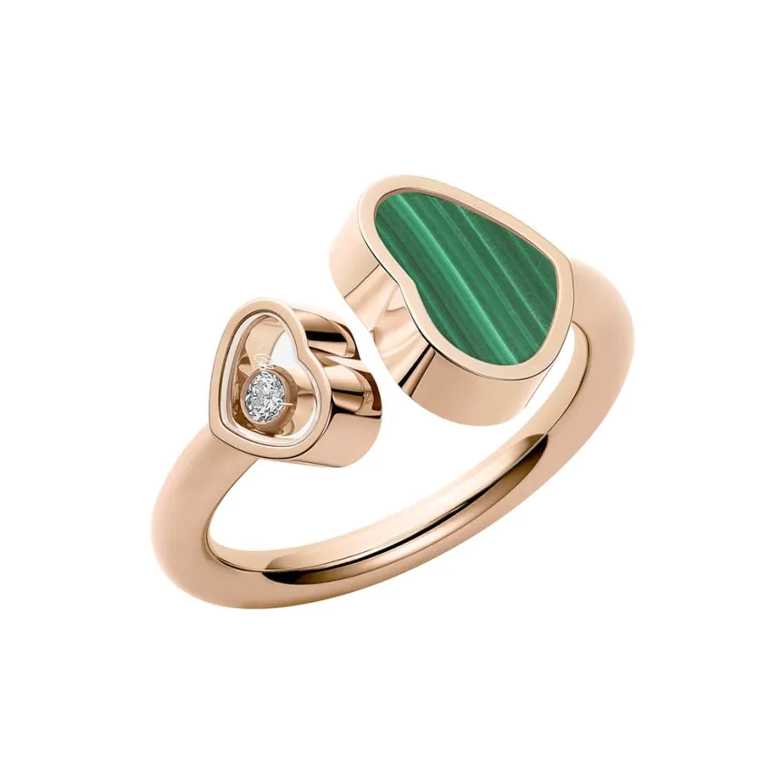 Chopard Happy Hearts 18ct Rose Gold, Malachite and Diamond Ring 829482-5130