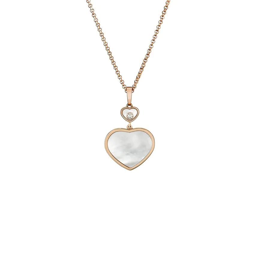 Chopard Happy Hearts 18ct Rose Gold, Mother of Pearl & Diamond Pendant 797482-5301