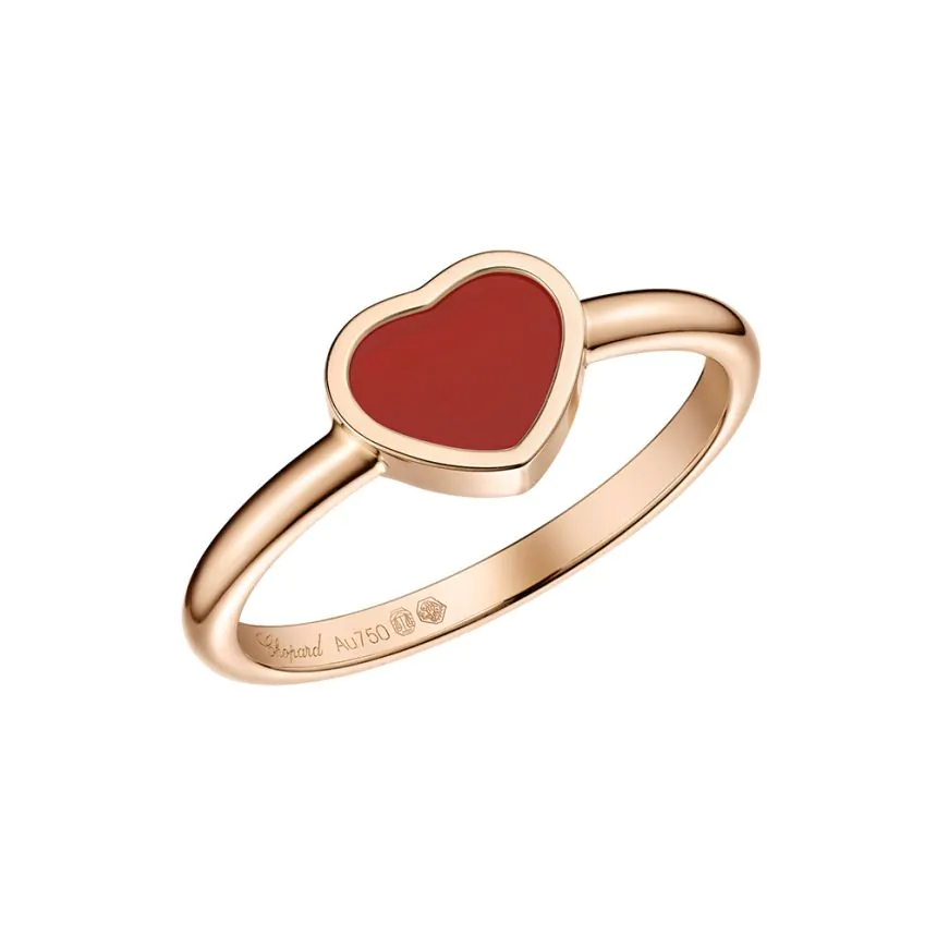 Chopard My Happy Hearts 18ct Rose Gold & Red Carnelian Ring 82A086-5810