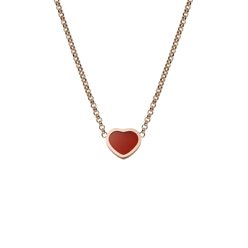 Chopard My Happy Hearts 18ct Rose Gold & Red Carnelian Necklace 81A086-5801