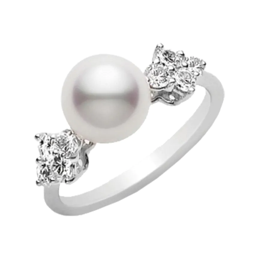 Mikimoto Classic Elegance White Gold Pearl and Diamond Ring