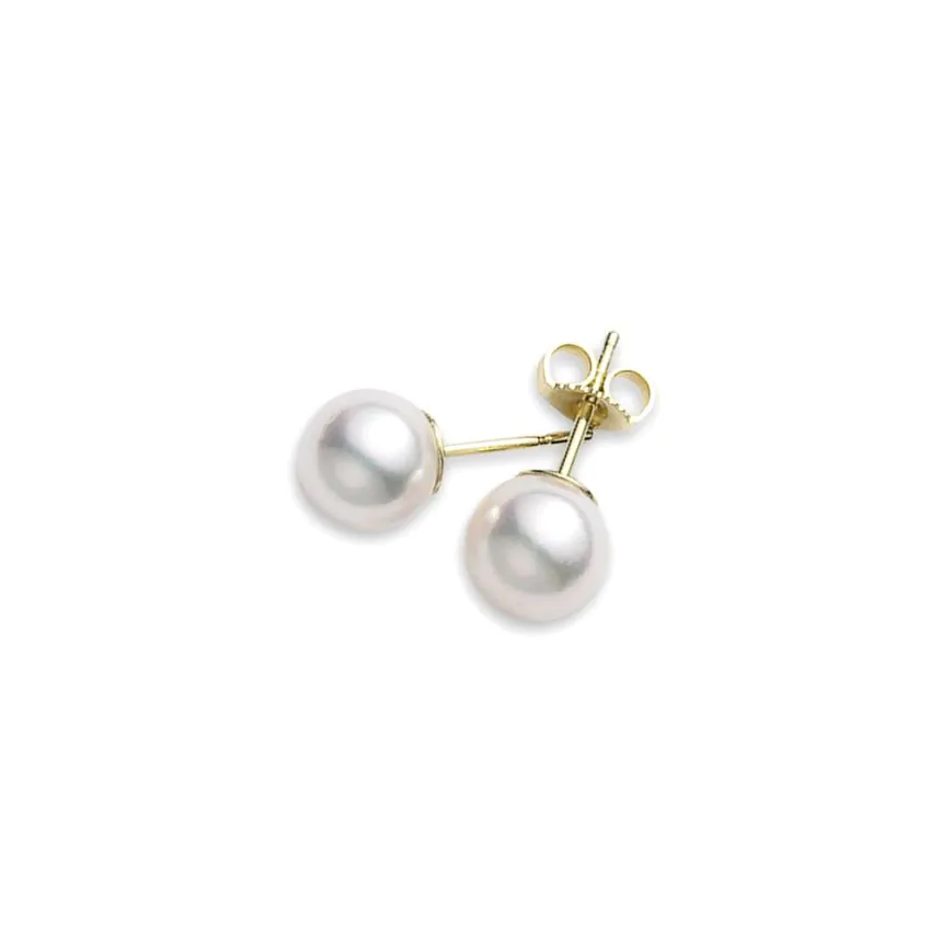 Mikimoto 18ct Yellow Gold Pearl Stud Earrings Grade AA