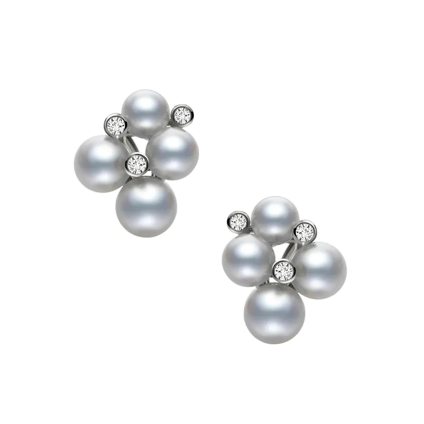 Mikimoto 18ct White Gold Pearl Bubble Earrings