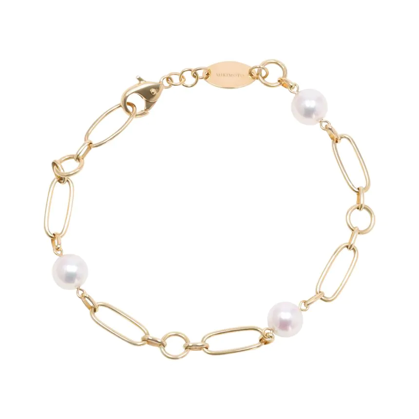 Mikimoto 'M' Code 18ct Yellow Gold Akoya Pearl Bracelet