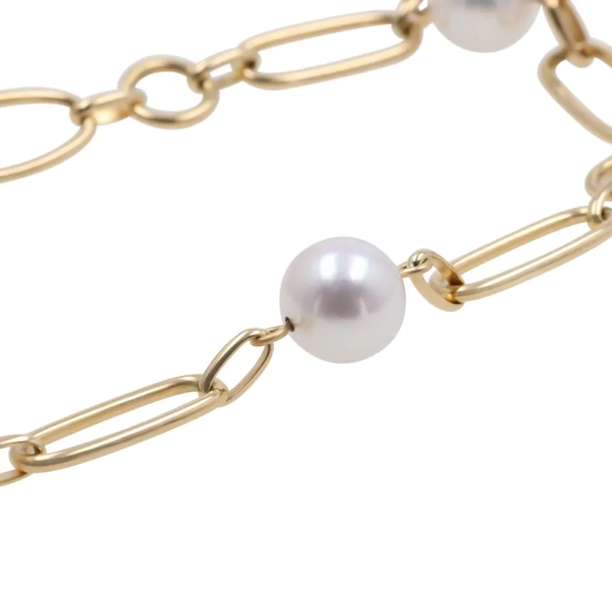 Mikimoto 'M' Code 18ct Yellow Gold Akoya Pearl Bracelet