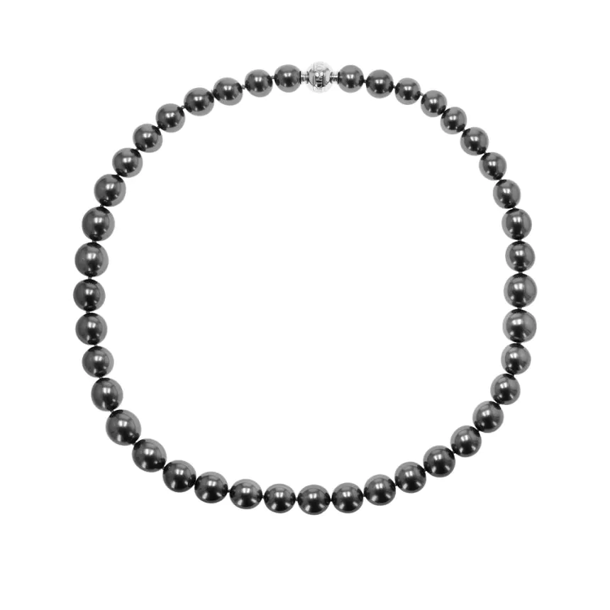 Mikimoto 18ct White Gold Black South Sea Pearl Stand Necklet
