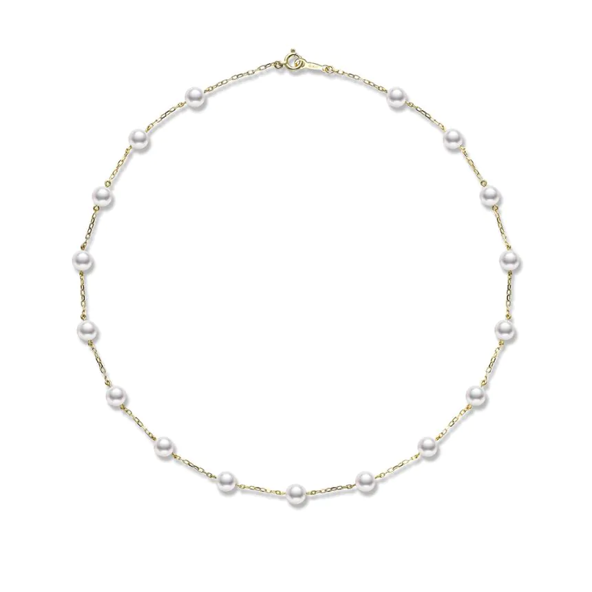 Mikimoto 18ct Yellow Gold Akoya Pearl Chain Necklace