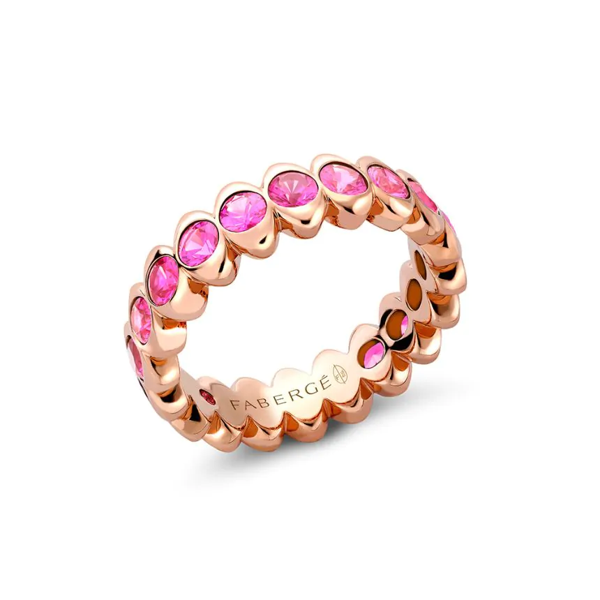 Fabergé Colours of Love Cosmic Curve Rose Gold & Pink Sapphire Eternity Ring 1513RG3098
