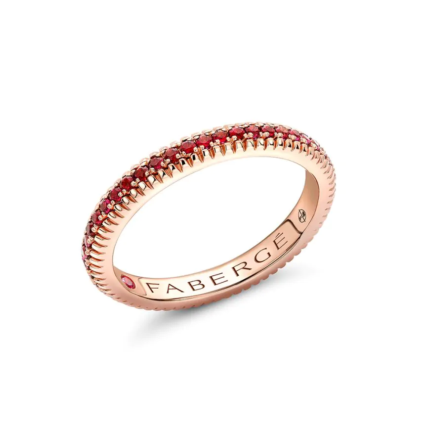 Fabergé Colours of Love Rose Gold & Ruby Fluted Eternity Ring 847RG1753