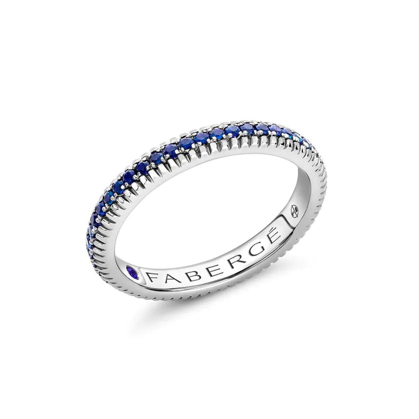 Fabergé Colours of Love White Gold & Blue Sapphire Fluted Eternity Ring 847RG1752