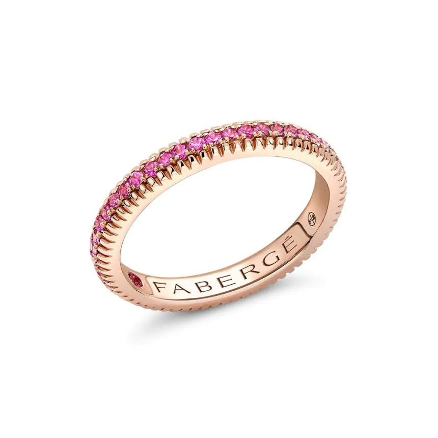 Fabergé Colours of Love Rose Gold & Pink Sapphire Fluted Eternity Ring 847RG3102