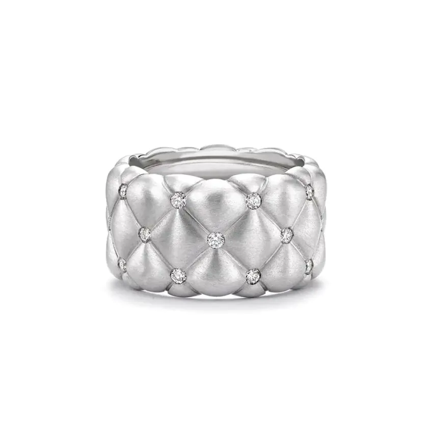 Faberge Treillage Brushed White Gold & Diamond Set Grand Ring 530RG993