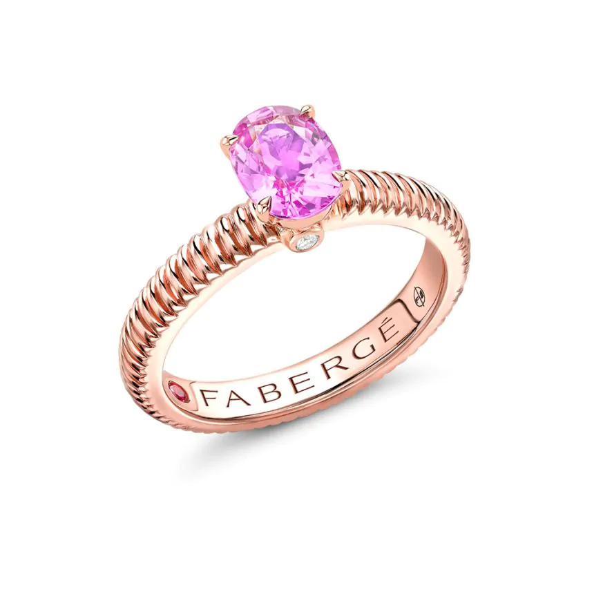 Fabergé Colours of Love Rose Gold Pink Sapphire Fluted Ring 845RG2741