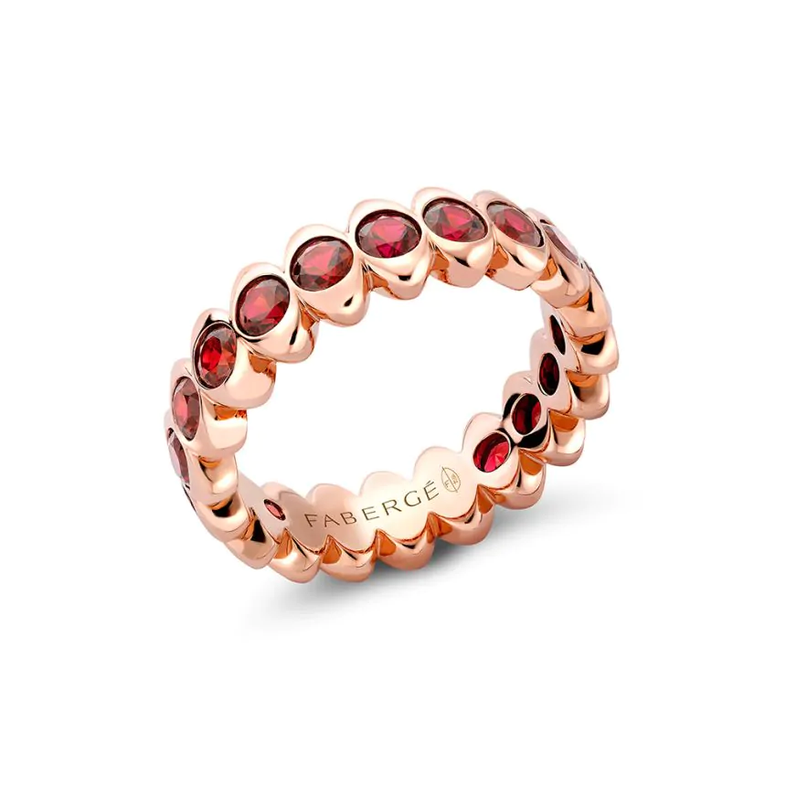 Fabergé Colours of Love Cosmic Curve Rose Gold Ruby Eternity Ring 1513RG2738