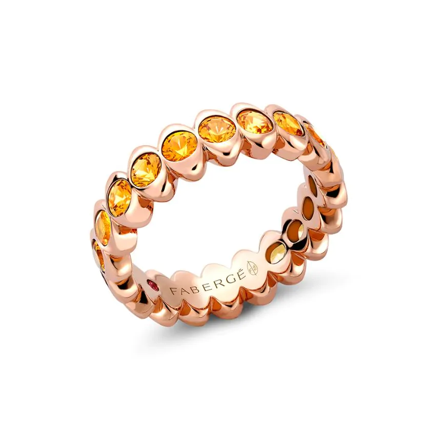 Fabergé Colours of Love Cosmic Curve Rose Gold Orange Sapphire Eternity Ring 1513RG3100