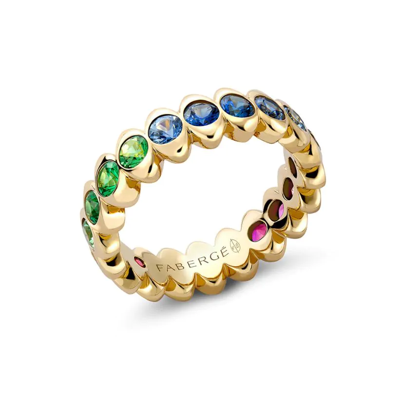 Fabergé Colours of Love Cosmic Curve Rainbow Multicoloured Gemstone Eternity Ring 1513RG3021