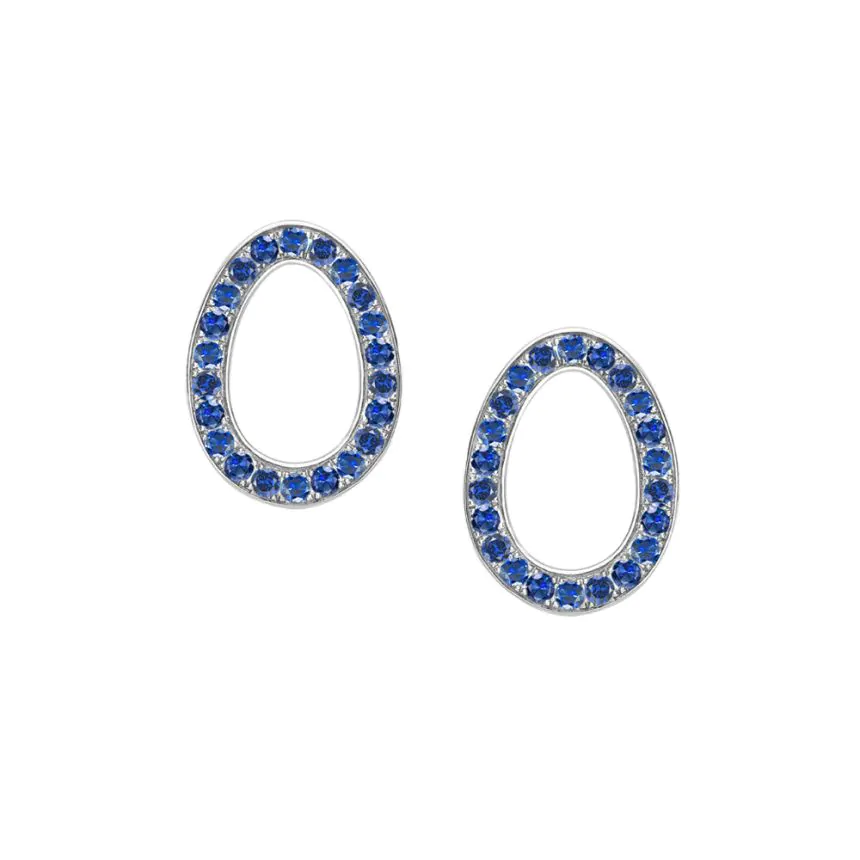 Fabergé Colours of Love Sasha White Gold Blue & Sapphire Egg Stud Earrings 1554EA2789