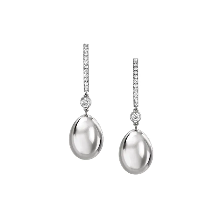 Fabergé Essence White Gold Diamond Set Egg Drop Earrings 1188EA2301