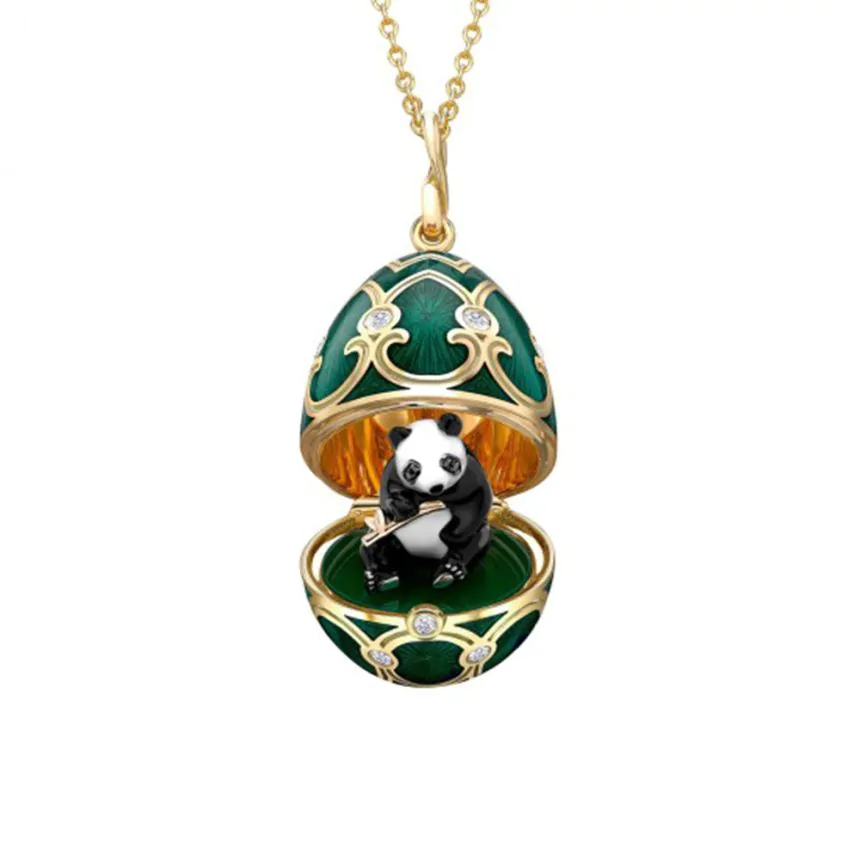 Fabergé Heritage 18ct Yellow & Rose Gold Guilloche Enamel Panda Surprise Locket 1151FP3172/5