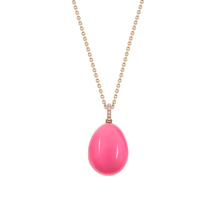 Fabergé Essence Rose Gold Neon Pink Egg Pendant 1818FP3111
