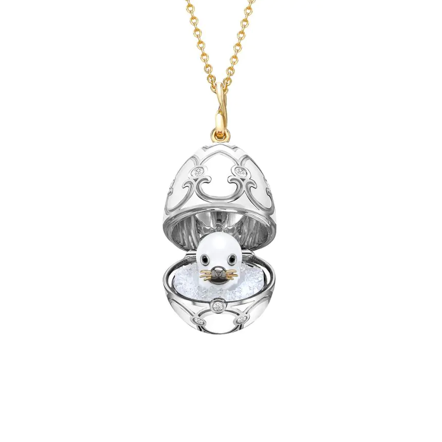 Fabergé Heritage 18ct White and Yellow Gold Seal Pup Surprise Locket 1540FP3340