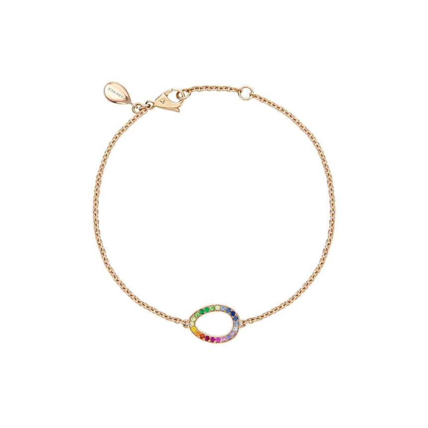 Fabergé Colours of Love Sasha Rose Gold Rainbow Multicoloured Gemstone Egg Chain Bracelet 1553BT3018