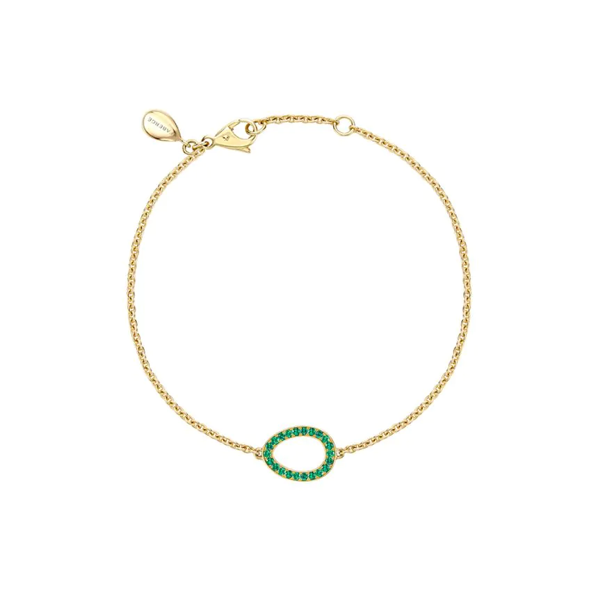 Fabergé Colours of Love Sasha Yellow Gold Emerald Egg Chain Bracelet 1553BT2787