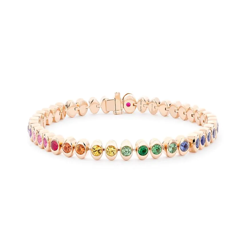 Fabergé Colours of Love Cosmic Curve 18ct Rose Gold Multicoloured Gemstone Tennis Bracelet 2236BT350