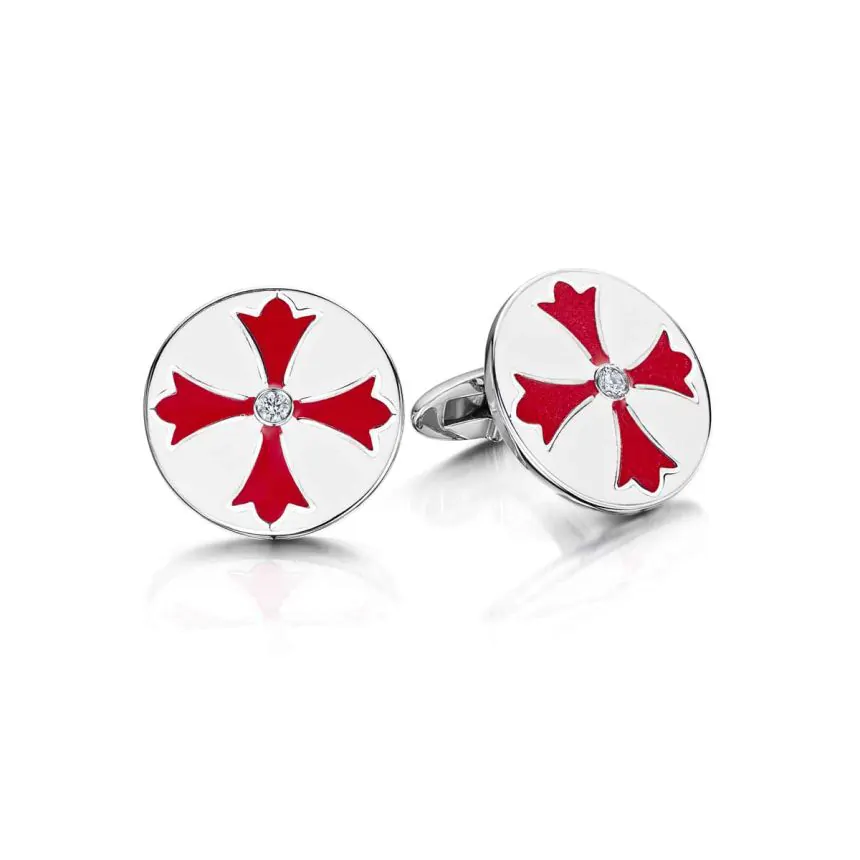 Red and White Enamel Cufflinks