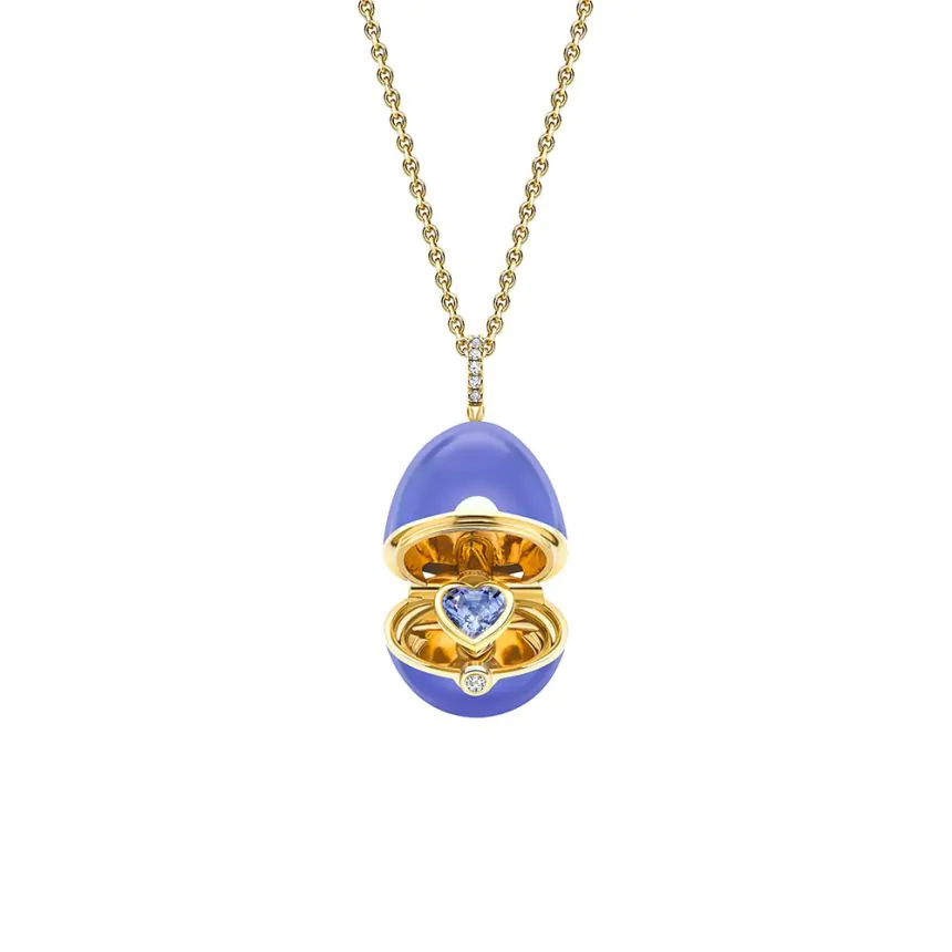 Fabergé Essence 18ct Yellow Gold, Diamond & Blue Sapphire Heart Surprise Locket 1246FP2854