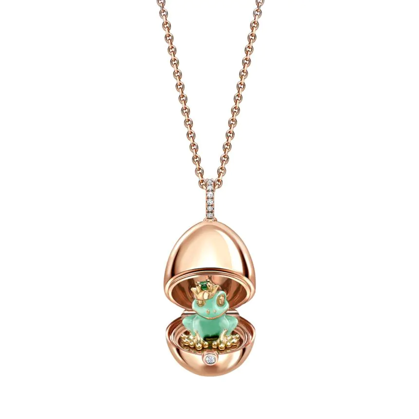 Fabergé Essence Rose Gold & Green Lacquer Frog Surprise Locket 1258FP2370/39