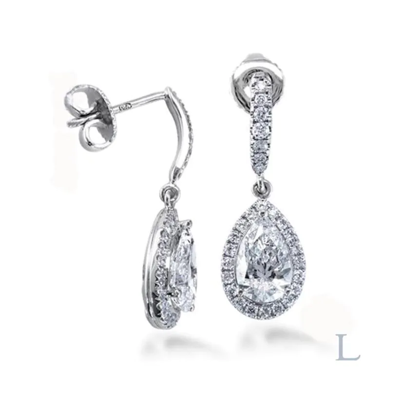 Platinum 0.60ct G VVS2 Pear Cut Diamond Earrings